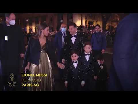 Messi Grand Entrance with wife and Kids - Balloon d'or 2021