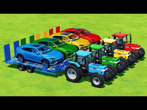LOAD & TRANSPORT LAMBORGHINI URUS WITH JCB TRACTORS - Farming Simulator 22