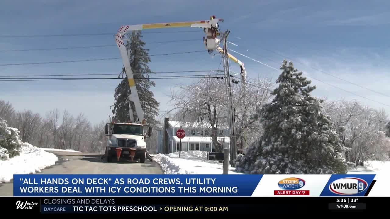 Power crews ready for outages in New Hampshire as freezing rain coats trees, power lines