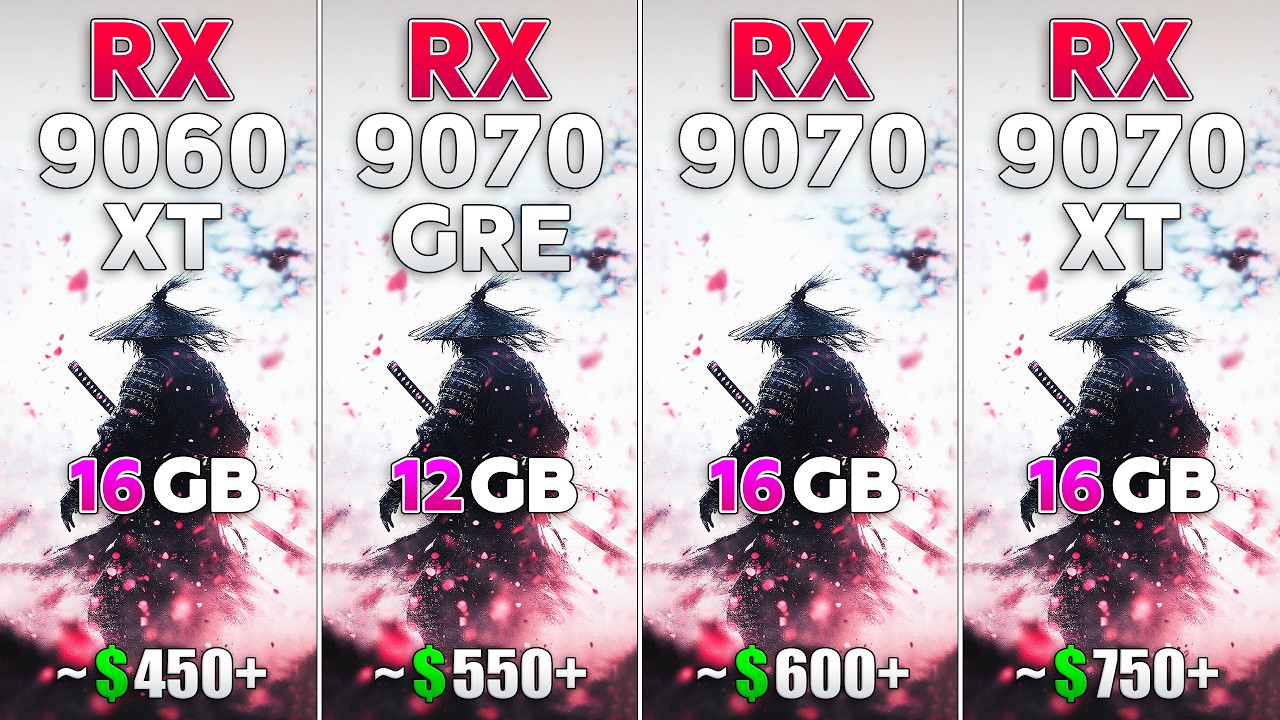 RX 9060 XT vs RX 9070 GRE vs RX 9070 vs RX 9070 XT - Test in 11 Games