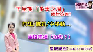 熊麗萍—股動萍台：下星期「多事之周」：應對策略如何？阿里/騰訊/中移動/ 內銀；匯控下周二公佈業績（英國加稅？） （24/10/2026）