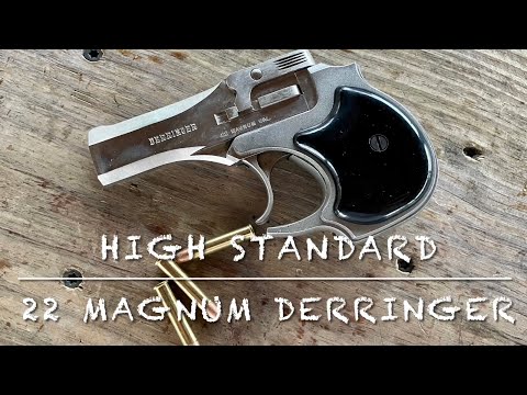 High Standard 22 magnum 2 barrel derringer at the range