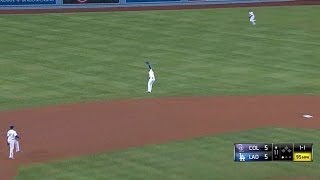 Arruebarrena leaps up for a tremendous catch