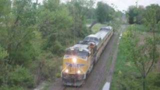 preview picture of video 'Union Pacific's Breast Cancer Locomotive leads Passenger Special! (04/25/2011)'