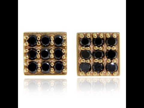 Cercei Aur Galben 14k 18 Diamante Negre Naturale - Eleganta si Mister