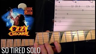 Easy! JAKE E. LEE Solo - SO TIRED ( Bark at the Moon ) - Guitar Lesson ( With Printable Tabs! )