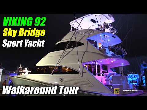 2019 Viking 92 Sky Bridge Sport Yacht - Walkaround tour - Fort Lauderdale Boat Show 2018