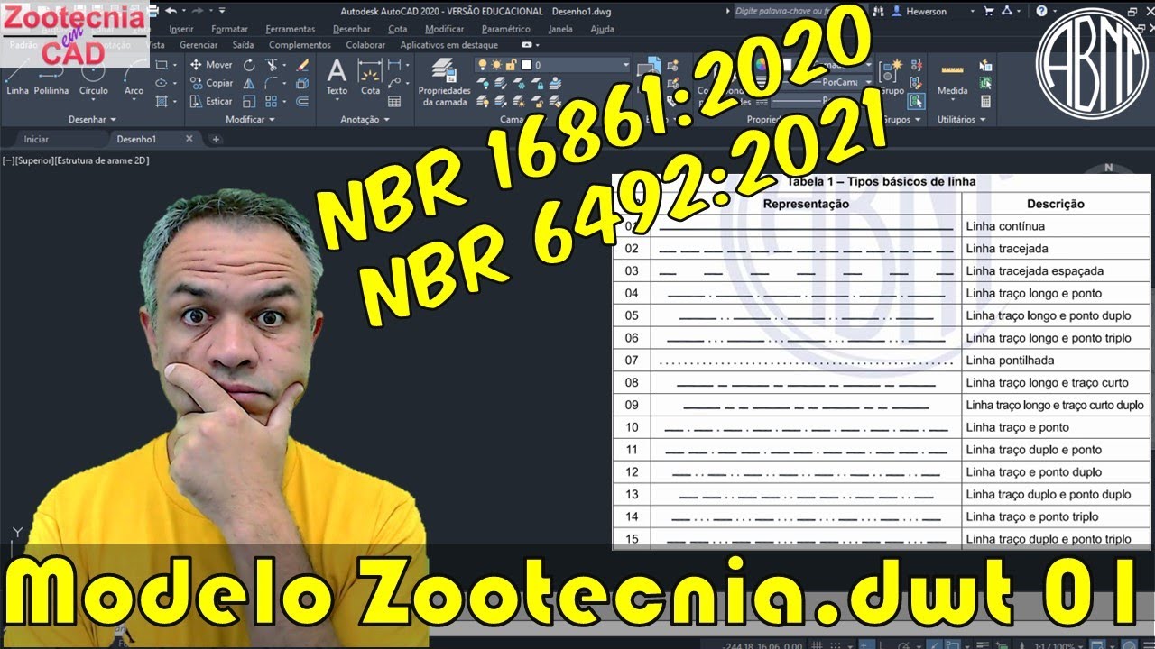 NBR 16861:2020 e NBR 6492:2021 – Tipos de linhas e suas aplicações no AutoCAD