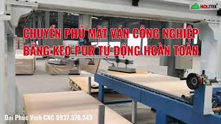 Dây chuyền phủ Laminate, Acrylic, PVC hoàn toàn tự động, Robot gắp ván + máy lật ván | HTL-1300A