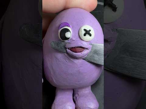 I made Grimace but he’s Rainbow friends #plasticine #sculpting #clay #grimace #roblox