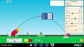 PhET Projectile Motion Simulation for PHYC 131