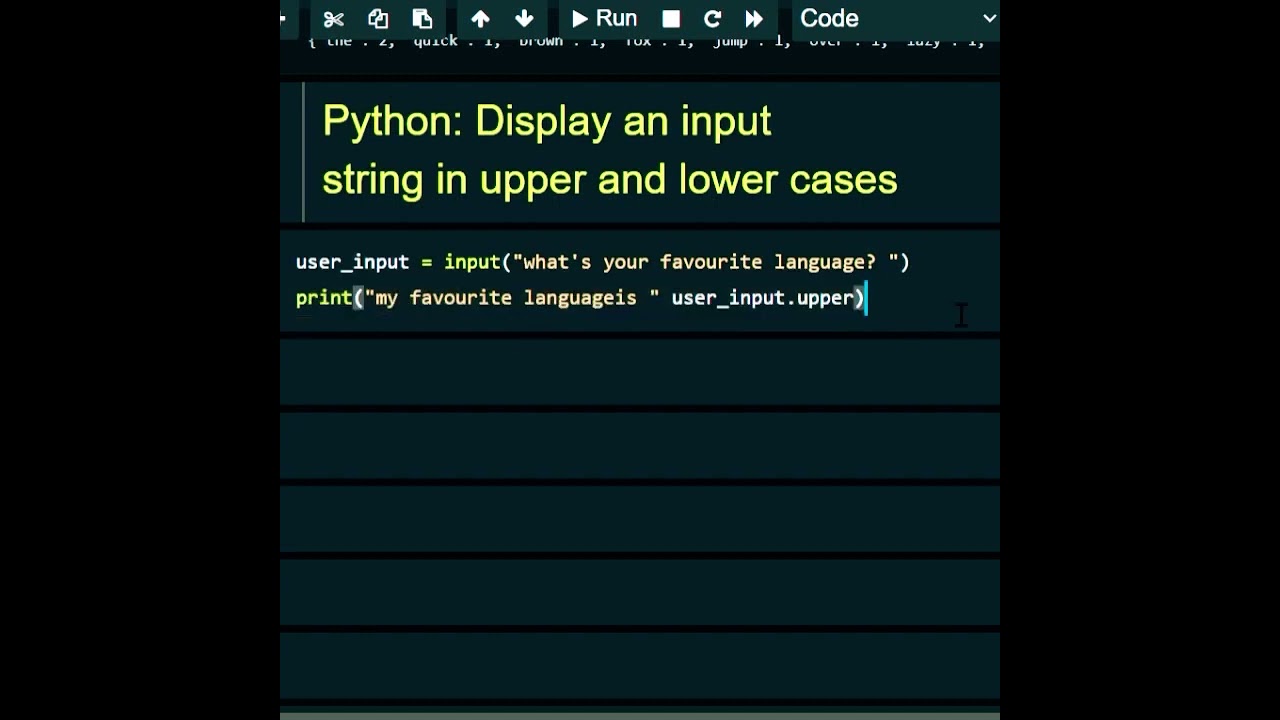 #Python: Display an input string in upper and lower cases
