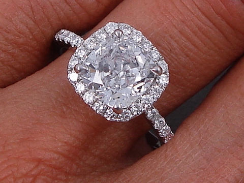 2.75 ctw Cushion Cut Lab Grown Genuine Diamond Engagement Ring - BigDiamondsUSA