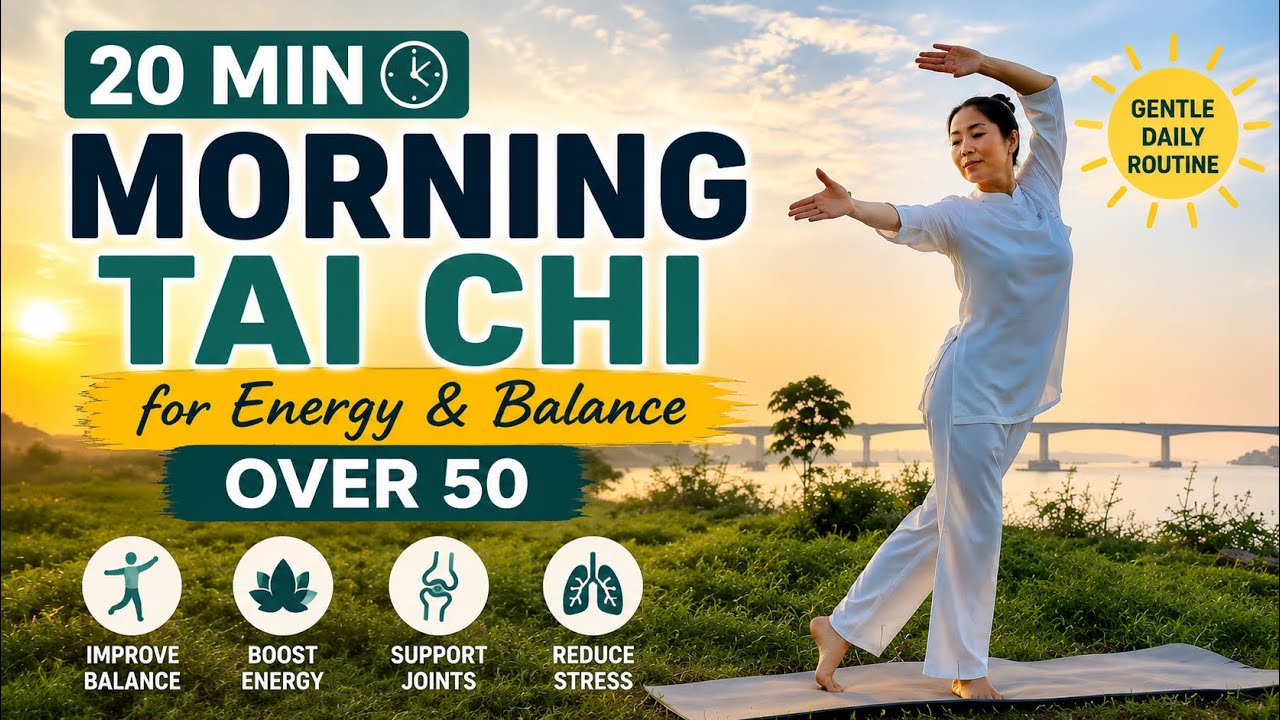 20 MIN Morning Tai Chi for Over 50+ Everyone, Gentle Full Body Energy and Balance