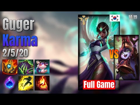 Guger Support Karma vs Lulu lol KR solo rank Full Game 14.19