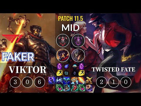 T1 Faker Viktor vs Twisted Fate Mid - KR Patch 11.5