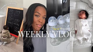 WEEKLY VLOG | Life as a *new*  mom of 2 + Asher meets baby + Shopping haul + Activities for toddlers