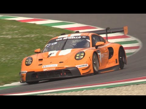 Porsche 992 GT3 R Racing at Mugello Circuit- Pure Flat-6 Sound in Action, Accelerations, FlyBys