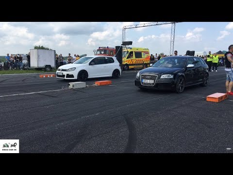 Audi RS3 vs VW Golf R - Drag race 🚦🚗💥💨 1/4 mile drag race