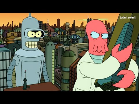 Giant Bender and Giant Zoidberg Face-Off | Futurama | adult swim