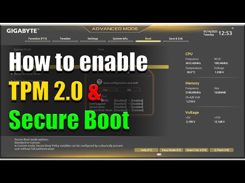 How to enable TPM 2.0 & Secure Boot on a Gigabyte