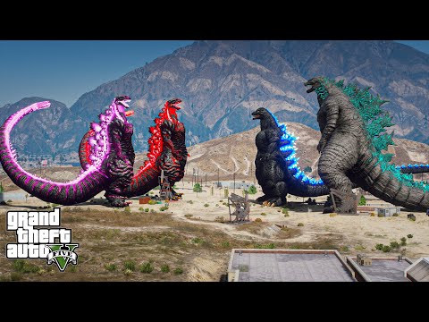 Legendary Godzilla, Heisei Godzilla vs Red Shin Godzilla, Shin Godzilla - Epic Fight ( GTA V Mods )