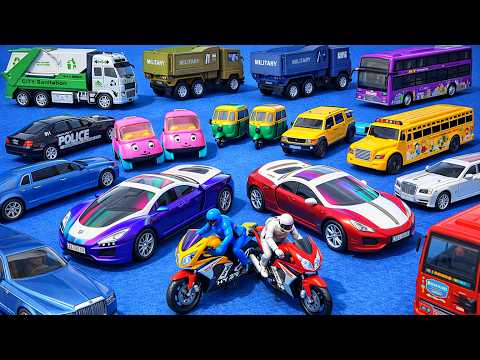 Amazing Toy Vehicle Collection 🚗 School Bus, Police Car, Limousine & Garbage Truck