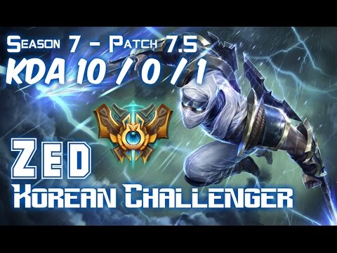 ZED KOREAN CHALLENGER vs TALIYAH Mid - Patch 7.5 KR Ranked