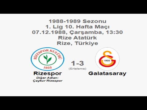 Rizespor 1-3 Galatasaray 07.12.1988 - 1988-1989  Turkish 1st League Matchday 10