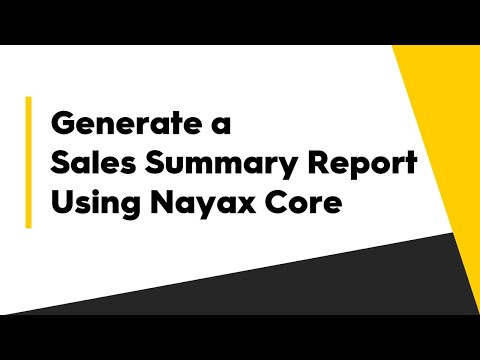Generate a Sales Summary Report Using Nayax Core