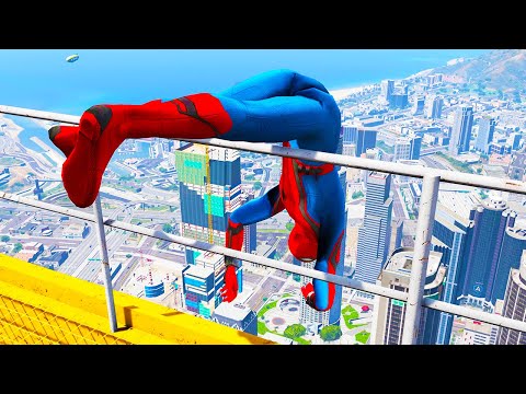 SPIDERMAN CRAZY JUMPS/FALLS #6 (GTA Spider-Man Fails)