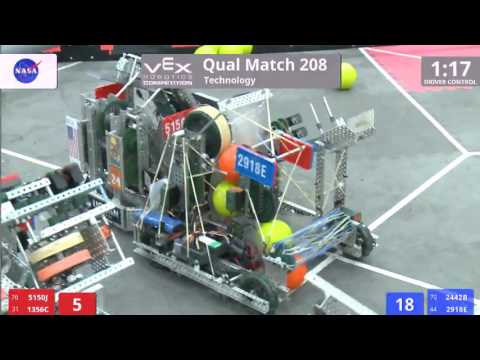 VEX Worlds 2016 - VRC High School - Technology - Qual 208 (5150J 1356C) 113 vs 184 (2442B 2918E)