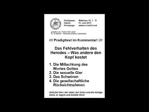 16.06.2019 - Das Fehlverhalten des Herodes – Was andere den Kopf kostet
