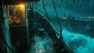 🔴Relaxing Rain & Ocean Waves on a Boat | Peaceful Sea Sounds for Stress Relief & Deep Sleep