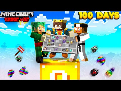 100 Days on ONE LUCKY BLOCK But We SHARE INVENTORY | Hardcore Minecraft 😰