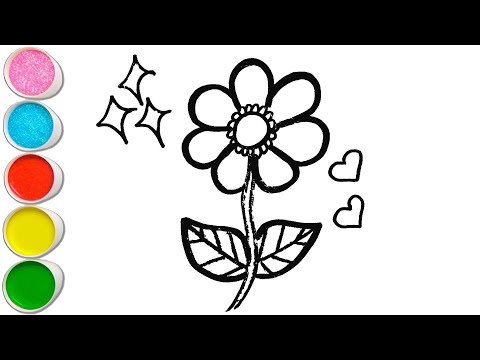 Let's Draw and Paint Flower 🌻 Easily Together | Painting, Coloring for Toddlers & Beginner