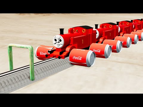 Thomas the Tank Engine Cola Wheels Vs Impossible Low Pipes Trains Crossing  - BeamNG.Drive