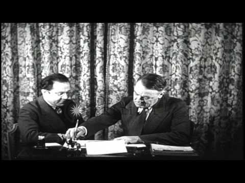 General Johnson signs as a columnist of the United Feature Syndicate in New York,...HD Stock Footage