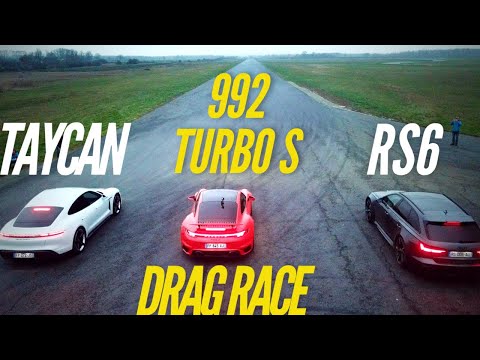 DRAG RACE : 992 Turbo S VS RS6 VS Taycan Turbo S