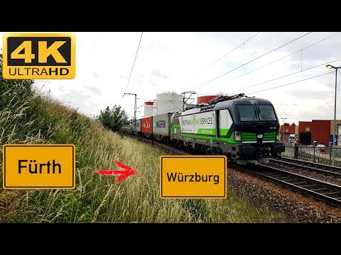 【4K】 Führerstandsmitfahrt Fürth HBF nach Würzburg HBF über Neustadt an der Aisch,Kitzingen
