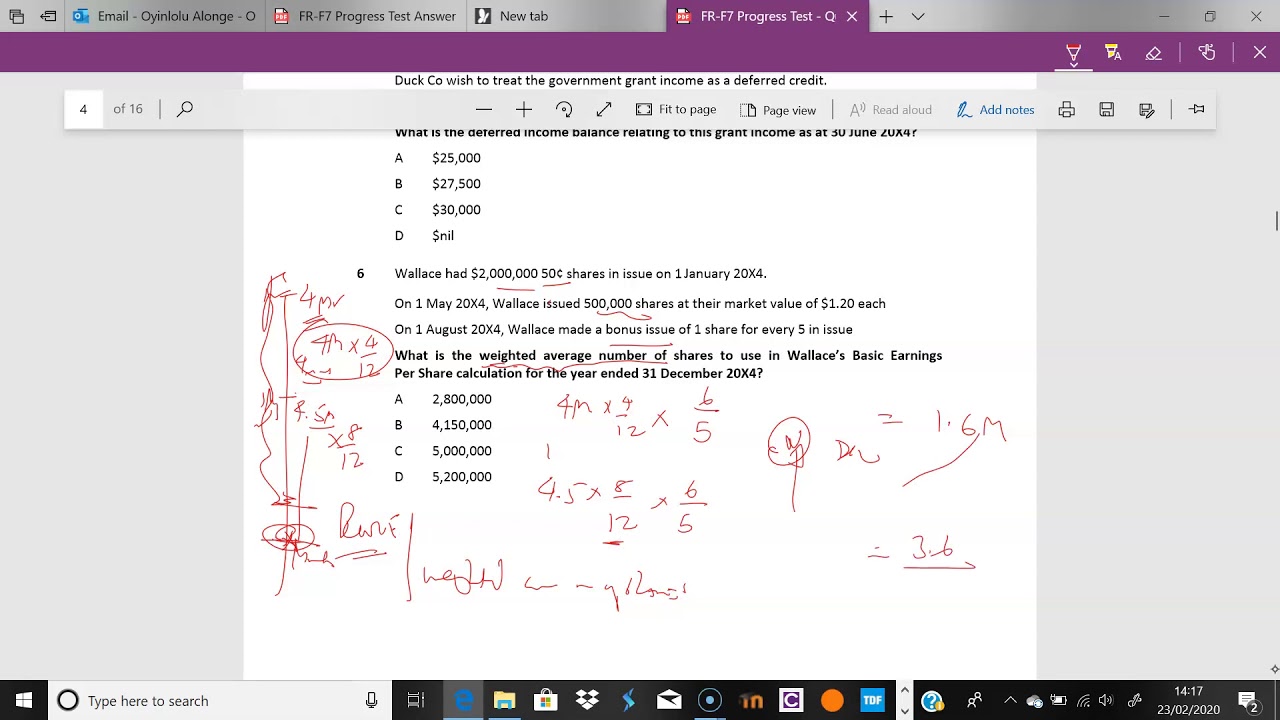 Progress Test   FR   Q6  10
