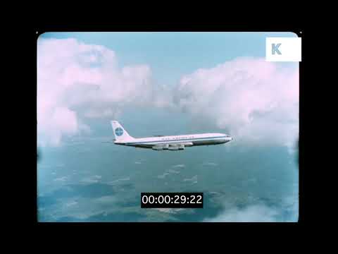 Pan Am 707 Plane in Flight, 1960s in HD