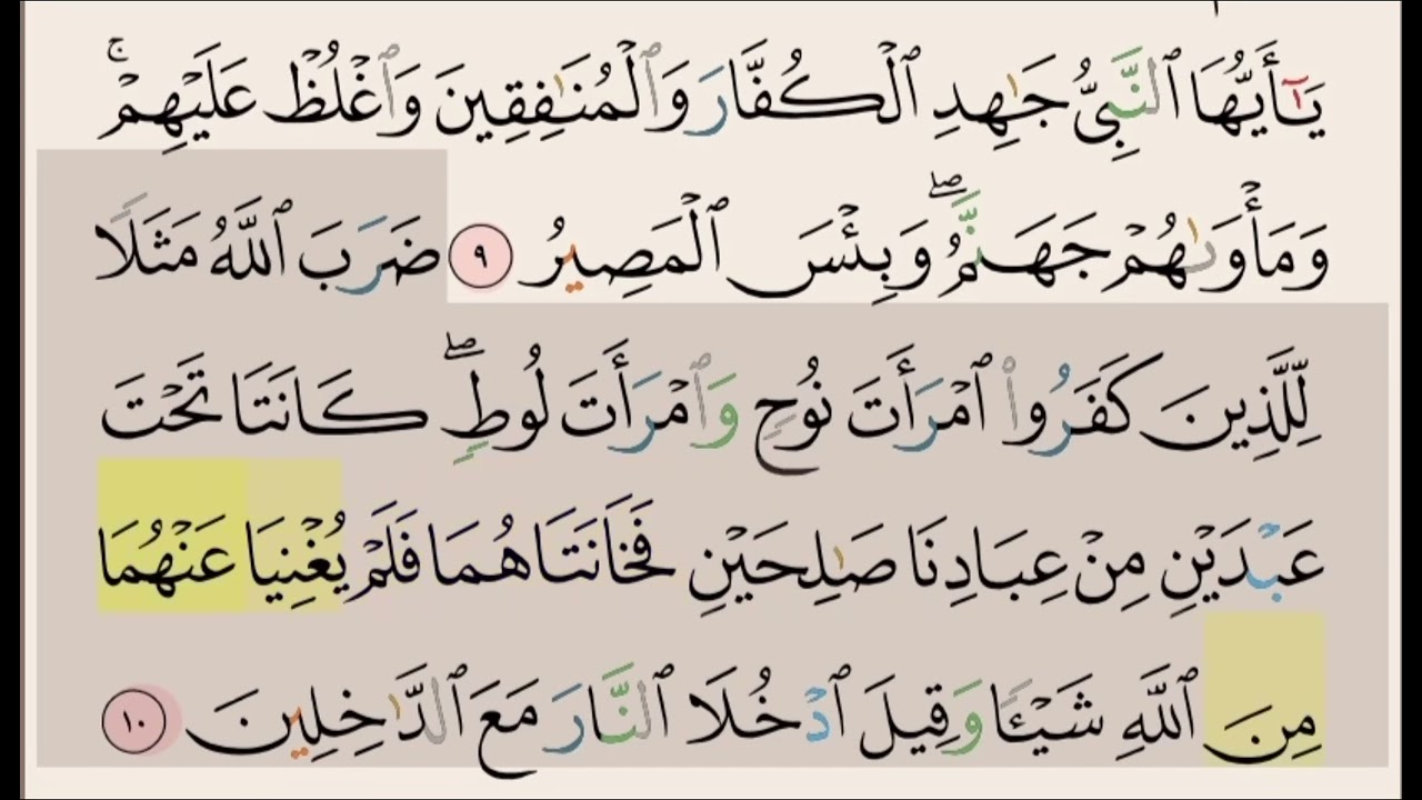 سورة التحريم ايه ٩ و ١٠ مكررة ١٠ مرات بصوت الشيخ علي