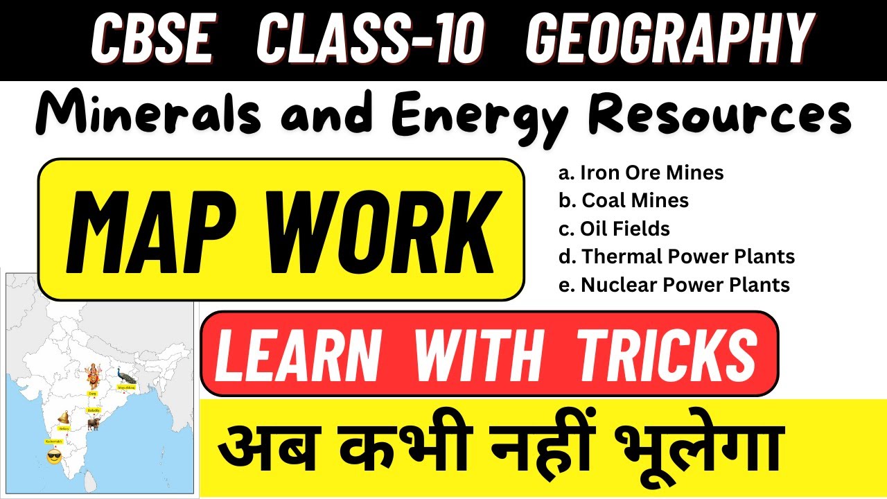 CBSE Class 10 Geography Chapter 5 Minerals and Energy Resources MAP WORK #class10map