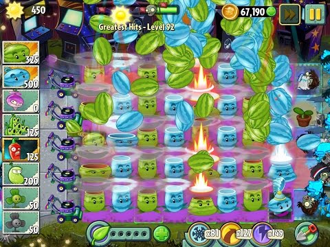 Plants vs Zombies 2 Greatest Hits Epic Hack - Level 92 - Watermelon vs Wintermelon