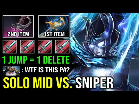 How to Solo Mid PA Against Sniper with First Item Echo Sabre Khanda 1 Jump = 1 Delete Dota 2