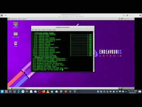 Removal of Budgie Desktop with system update using terminal in EndeavourOS Artemis.