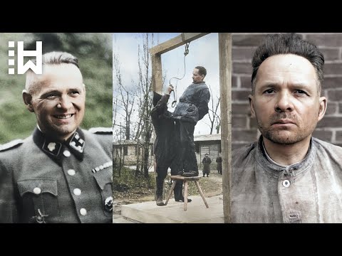 Publiczna egzekucja komendanta Auschwitz, którego rozgniewany tłum niemal rozerwał na strzępy