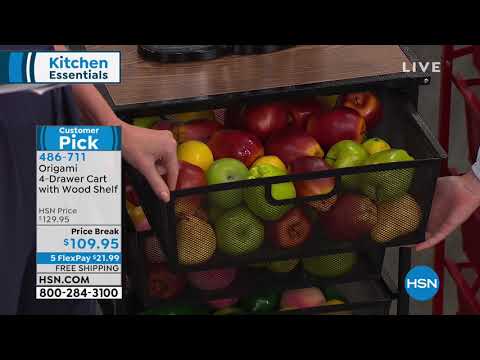 Origami 4Drawer Cart with Wood Shelf