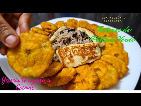 Tostones o Patacones de plátano Verde y opción p/acompañar SIN CARNE (Comida Centroamericana)